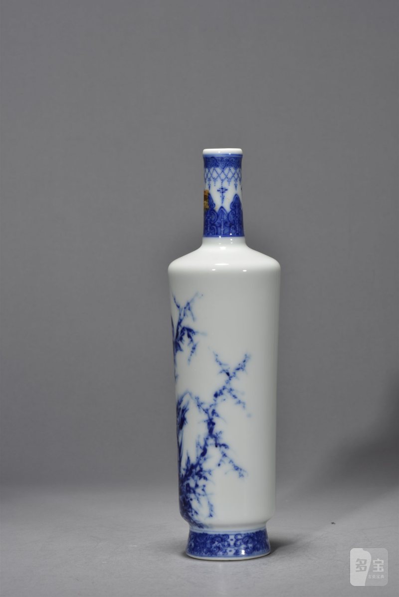 民国 王步风格青花花鸟棒槌瓶 - 图4